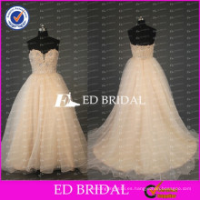 2017 ED nupcial nuevos diseños de encaje rebordeado Appliqued Bodice vestido de fiesta de organza vestido de boda